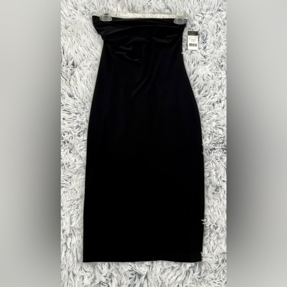 Norma Kamali strapless black jersey dress. NWT. Size extra small.